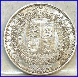 Great Britain Uk 1887 Silver Half Crown, Queen Elizabeth Very Scarce