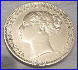 Great Britain Uk Coin Shilling 1880 Xf
