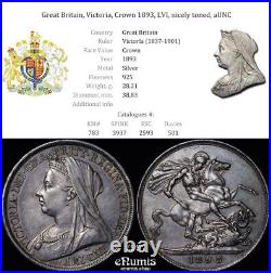 Great Britain, Victoria, Crown 1893, LVI, nicely toned, aUNC
