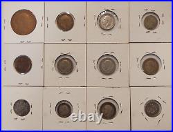 Great Britain WW1 WW2 Silver 3 6 Pence Penny Farthing Great Shape 12 Coin Lot