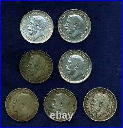 Great Britain-england 1 Shilling Silver Coins1912, 1915, 1916, 1918, 1919, 1920