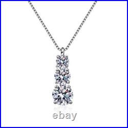 Lab-Created 1.8ct Diamond Trio Necklace Suspended by Silver Bonds