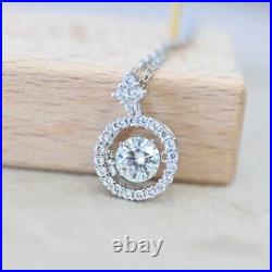 Luscious 1ct Diamond Halo Necklace Box & Papers Lab-Created