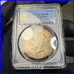 MS64 1935 UK Great Britain Silver Crown, PCGS Trueview- Lightly Toned
