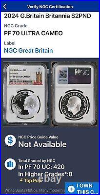 NEW 2024 Great Britain BRITANNIA 1 oz Silver Proof with Box Booklet COA NGC PF70