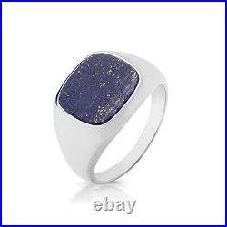 NEW Strong 925 Sterling Silver Square Cushion Blue Lapis Signet Ring