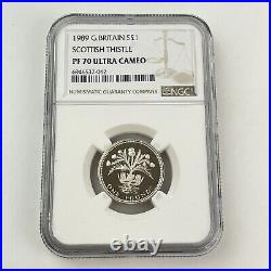 NGC 1989 Great Britain Silver £1 Scottish Thistle Proof PF 70 Ultra Cameo