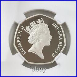 NGC 1992 Great Britain Silver 50p Piedfort EU Council Proof PF 69 Ultra Cameo