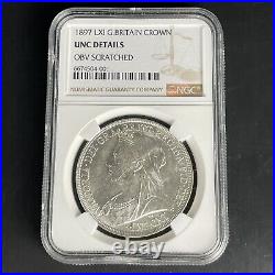 NGC Graded 1897 Great Britain LXI Crown UNC Details Scratched Silver Coin