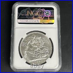 NGC Graded 1897 Great Britain LXI Crown UNC Details Scratched Silver Coin