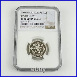 NGC Graded 1994 Piedfort Great Britain Silver £1 Coin Scottish Lion PF 70