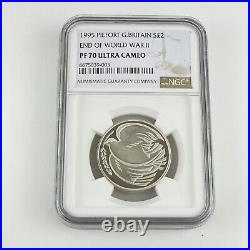 NGC Graded 1995 Piedfort Great Britain Silver £2 Coin Peace Dove WW2 PF 70