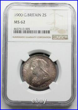 NGC MS62 UK GREAT Britain 1900 VICTORIA TWO 2 SHILLINGS 1 FLORIN SILVER COIN UNC