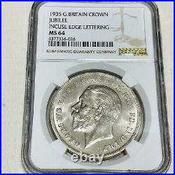 NGC MS64-Great Britain 1935 George V Silver One Crown Choice BU Scarce