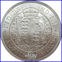 NGC MS-62 Great Britain 1893 1/2 Crown HalfCrown Silver Coin Victoria Old UK