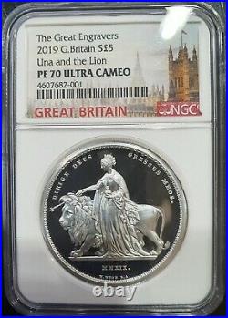 NGC PF70 Great Britain UK 2019 Great Engravers Una and the Lion Silver Coin 2oz