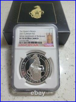 NGC PF70 Great Britain UK 2021 Queen's Beast Greyhound of Richmond Silver 1oz