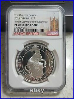 NGC PF70 Great Britain UK 2021 Queen's Beast Greyhound of Richmond Silver 1oz