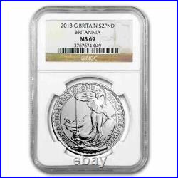 New 2013 UK Great Britain Silver Britannia 1oz NGC MS69 Graded Silver Coin