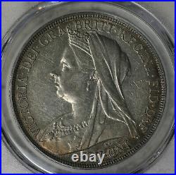 Nice Original Almost Uncirculated 1897 Great Britain Crown LXI Edge PCGS AU50