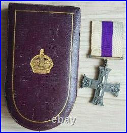 Original WWI Silver Full Size Military Cross Gallantry Medal with Case