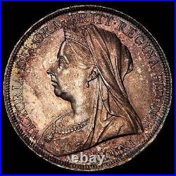 PCGS MS62 1897 Great Britain Queen Victoria Silver Crown toned