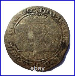 Philip and Mary 1555 Irish Shilling Fair/Fine Rare
