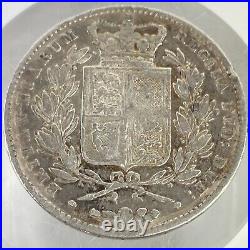 Queen Victoria Great Britain 1847 XI Silver One Crown Coin