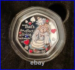 Rare Alice Through the Looking-Glass Silver 50p Set