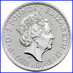 Roll of 25 2021 Great Britain Silver Britannia 1 oz Silver £2 Coins GEM BU