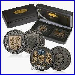 Royal Arms Of England And Royal Arms Of Britain Golden Enigma 2 Silver Coin Set