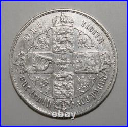 S6 Great Britain 1 Florin 1857 Very Fine +/ Extremely Fine Silver Coin Scarcer