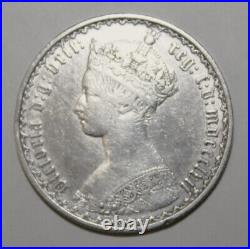 S6 Great Britain 1 Florin 1857 Very Fine +/ Extremely Fine Silver Coin Scarcer