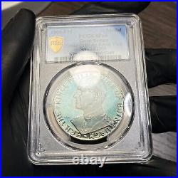 SP66 1966-FM Great Britain Royal Visit Silver Medal PCGS Trueview- Rainbow Toned