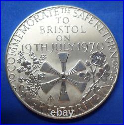 SS GREAT BRITAIN RETURN TO BRISTOL Hallmarked. 925 Silver Medallion 1970 Boxed