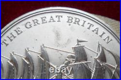 SS GREAT BRITAIN RETURN TO BRISTOL Hallmarked. 925 Silver Medallion 1970 Boxed