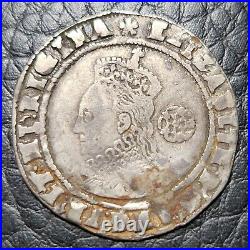 Silver 1575 England Great Britain 6 Pence Eglantine MM S-2563 Elizabeth I