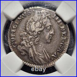 Silver 1696 Great Britain 6 Pence 1st Bust NGC XF45 William III