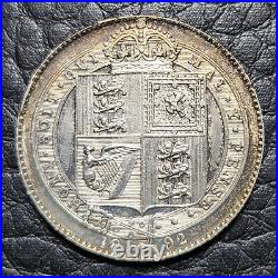 Silver 1892 Great Britain Shilling AU+ Condition