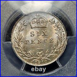 Silver 1910 Great Britain 6 Pence PCGS MS65 Gem BU