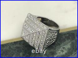 Solid 925 Sterling Silver Cz Pyramid Ring Chunky 22 Gr Bran New