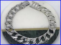 Solid 925 Sterling Silver Mens 12mm Square Curb Link Bracelet 8.5 Inch