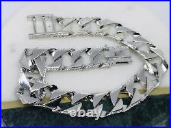 Solid 925 Sterling Silver Mens 12mm Square Curb Link Bracelet 8.5 Inch