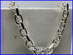 Solid Chunky 925 Sterling Silver 6mm Diomand Cut Belcher Mens Chain Neclace NEW