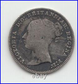 Very Rare 1868 Silver Threepence 3d Queen Victoria Great Britain RRITANNIAR