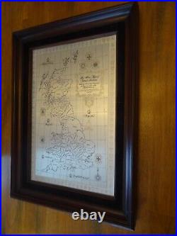 Vintage Large Sterling Silver Wall Map Of Great Britain, Limited Edition