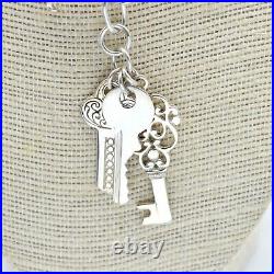 Vintage Sterling Silver necklace Keys Statement Present Art Deco Gift 16 inch