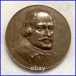 WILLIAM SHAKESPEARE GREAT BRITAIN SILVER MEDAL 1911 by Frank Bowcher 45 mm