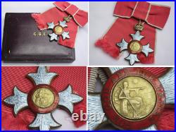 WW1 CBE Sterling Silver/Guilloche Enamel Medal with case Garrards, London