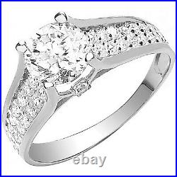White Gold Solitaire Ring Hallmarked 1.50ctw Stones Engagement Ladies